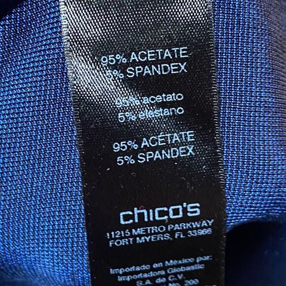 Chicos Travelers Stretchy Knit Midi Dress Asymmetrical High Low Hem Blue Medium - Picture 10 of 11